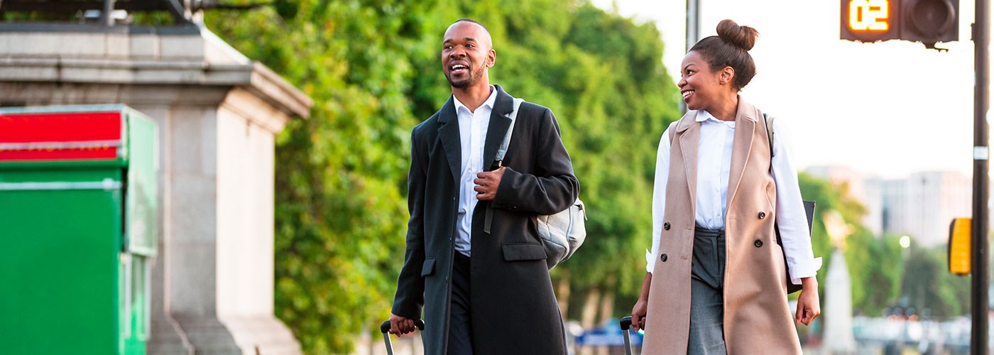 professional people walking to work