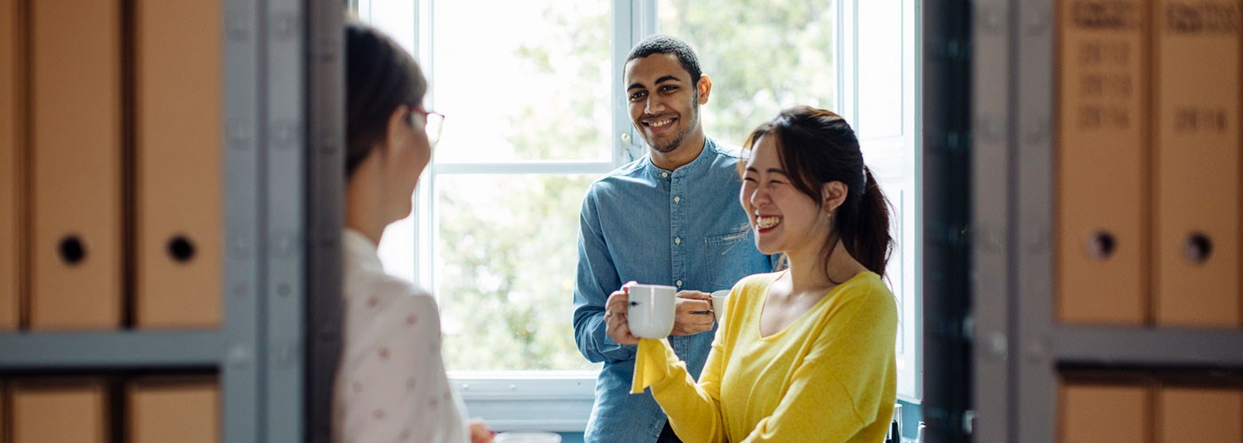 Group of employee chatting 