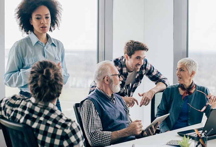 A group of colleagues having a discussion