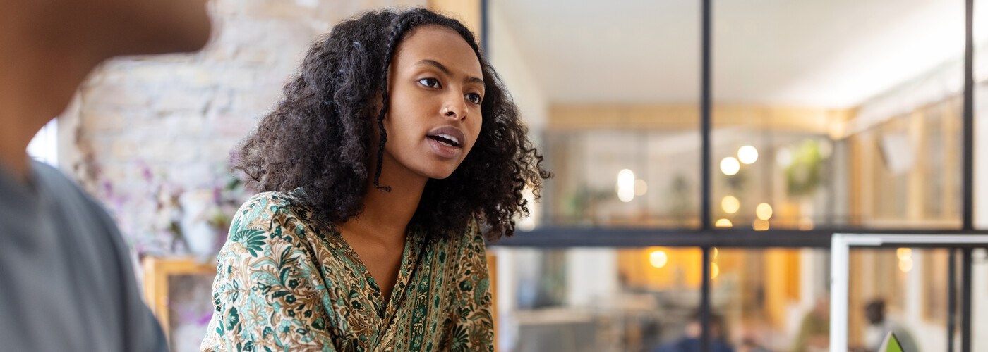 Business woman talking in a meeting